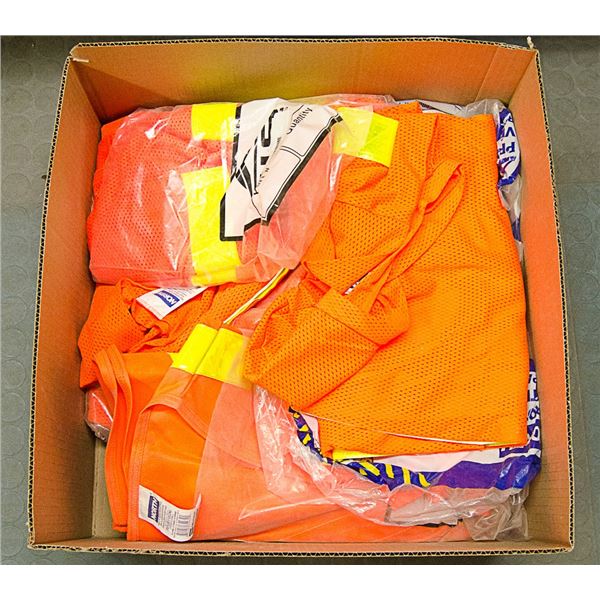 BOX LOT OF ASSORTED NEW SAFETY VESTS