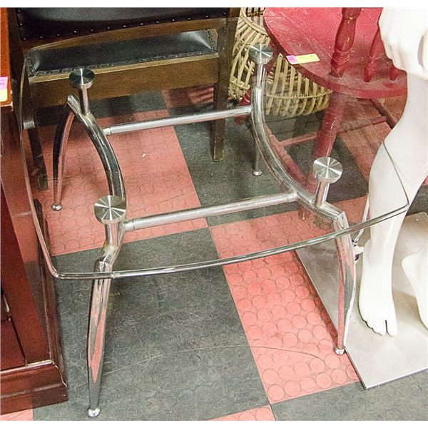 CHROME SIDE TABLE WITH GLASS TOP 26" X 26"