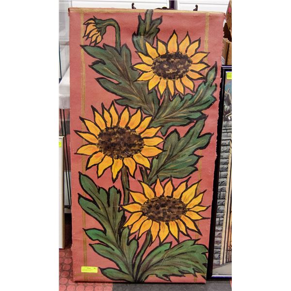 OIL PAINTING ON CANVAS SUNFLLOWER 22" X 42"