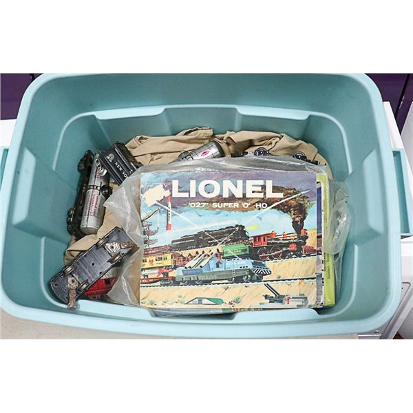 BOX OF VINTAGE LIONEL TRAINS AND BOOKS