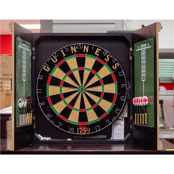 21" X 19.5"  GUINNESS CABINET WITH DART BOARD
