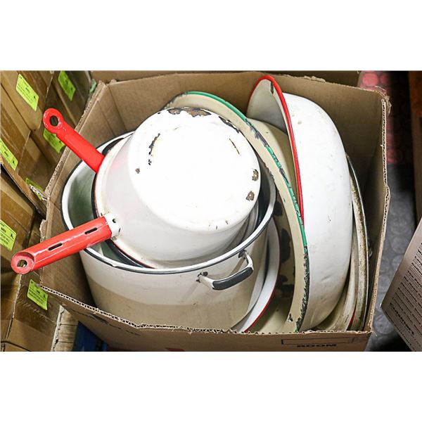 VINTAGE ENAMELWARE- ASSORTED LOT OF 11 PIECES