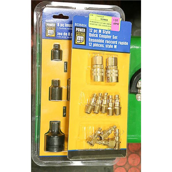 POWERFIST LOT 8PC IMPACT ADAPTER 12PC COUPLER SET