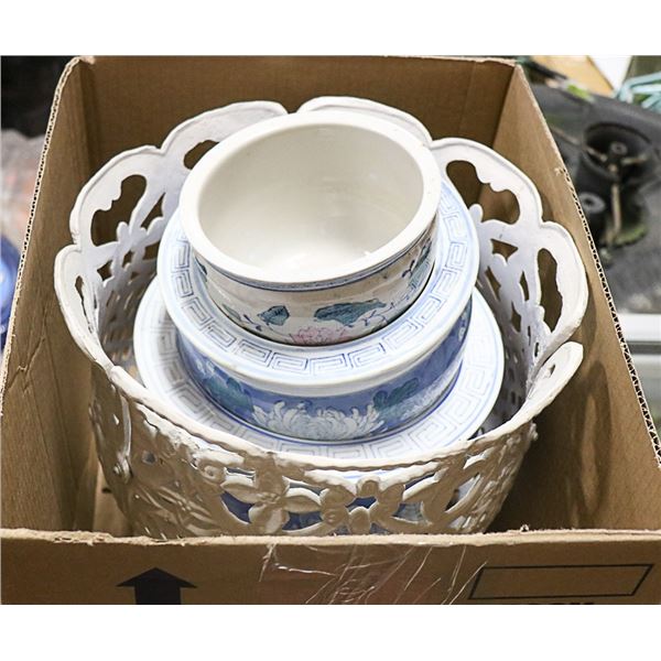 GARDEN POTS- ASSORTED METAL & CHINA