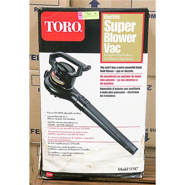 TORO SUPERBLOWER VAC- MODEL # 51587 IN BOX