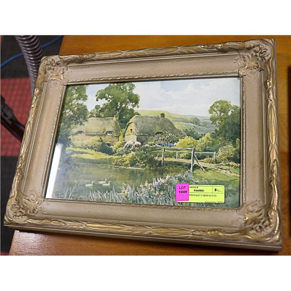 FRAMED VINTAGE FARM SCENE