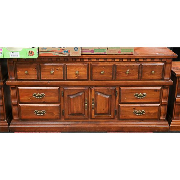 PINE 6 DRAWER/2 DOOR DRESSER 66"W X 33"H X 18D