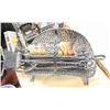 Image 1 : FIREPLACE METAL SCREEN, LOG HOLDER, 5 PIECE TOOL