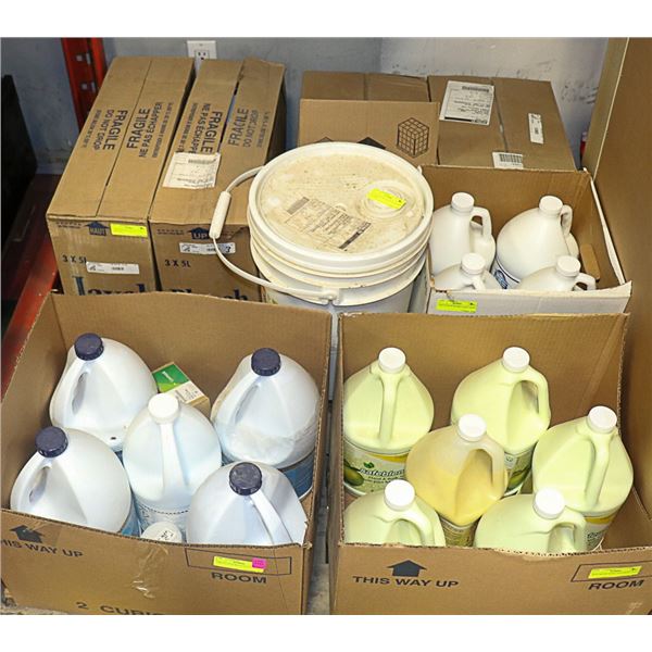 PALLET WITH BLEACH, HAND SOAP AND MORE