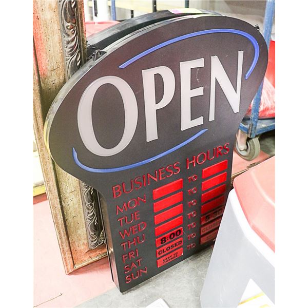 NEON BUSINESS HOURS OPEN SIGN, NO POWER