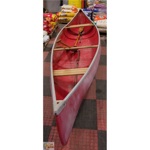 15.5' FOOT CANOE WITH SOLID WOODEN OARS