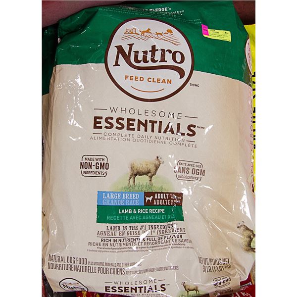 2 BAGS OF NUTRO LARGE BREED DOG FOOD LAMB AND RICE