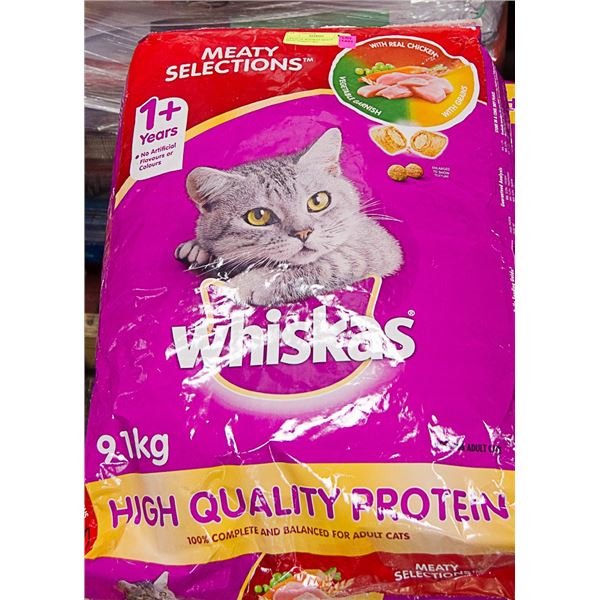 5 BAGS OF WHISKAS MEATY SELECTIONS 9.1 KG
