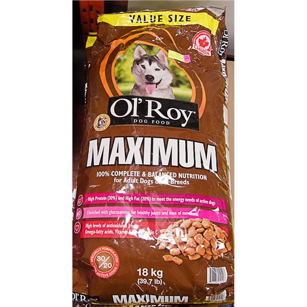 3 BAGS OF OL ROY MAXIMUM 18 KG COMPLETE NUTRITION