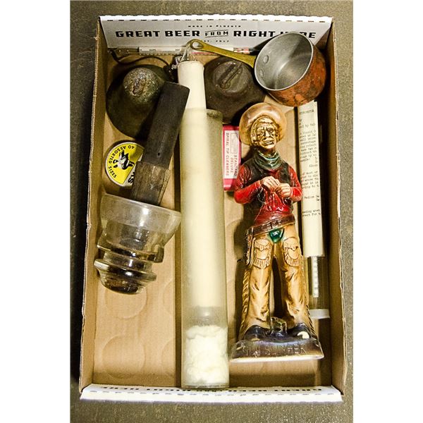 BOX OF OLD FARM ITEMS