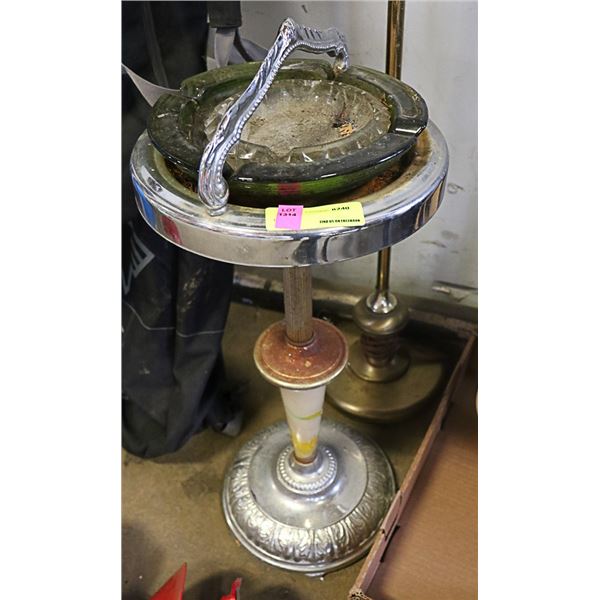 VINTAGE NATURAL STONE & METAL ASHTRAY STAND
