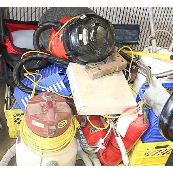 PALLET OF SHOP SUPPLIES, VACUUM & MORE