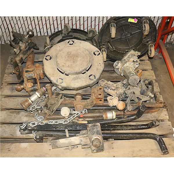 PALLET OF HEAVY DUTY HITCHES & MORE