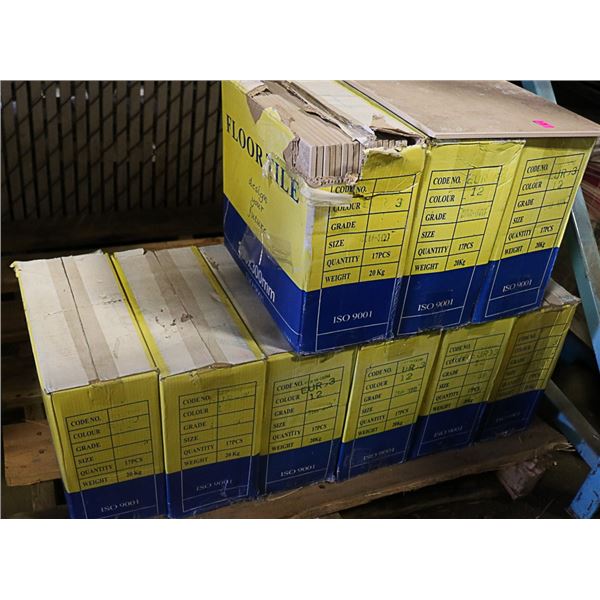 PALLET WITH 9 BOXES OF BEIGE TILE