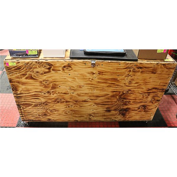 LARGE PLYWOOD CHEST ON WHEELS