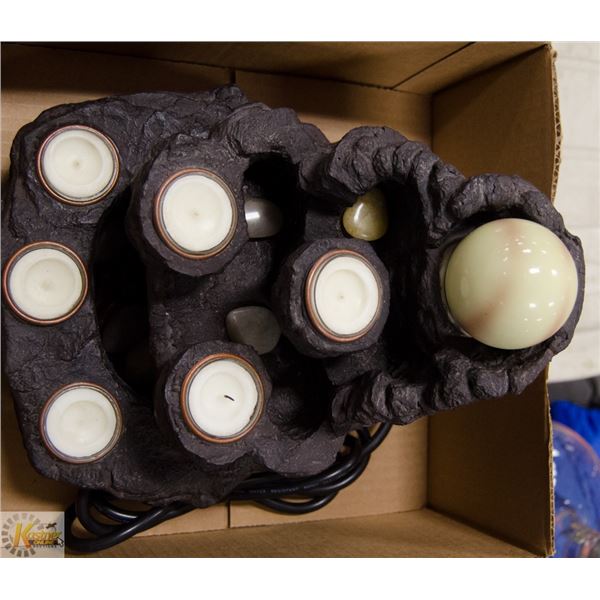 INDOOR WATER FOUNTAIN WITH CANDLES, SPINNING BALL
