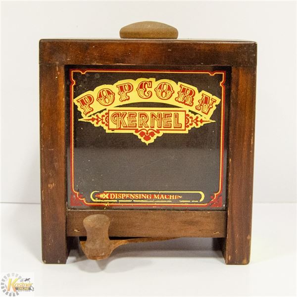 ANTIQUE POPCORN KERNEL DISPENSER WITH