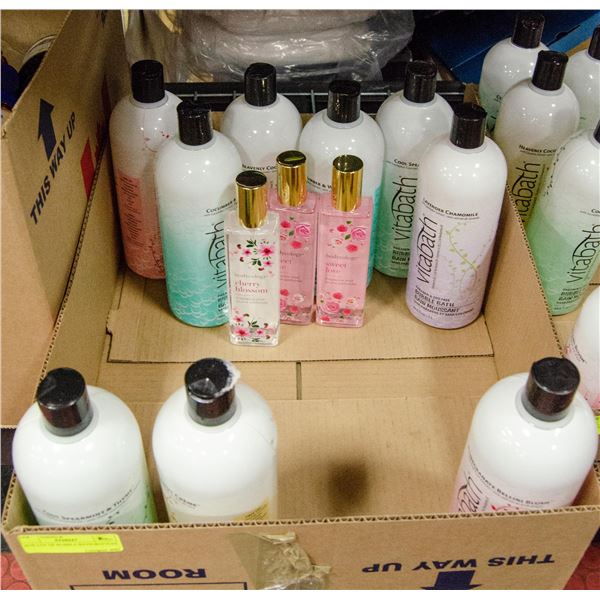 BOX LOT OF BUBBLE BATH BOTTLES