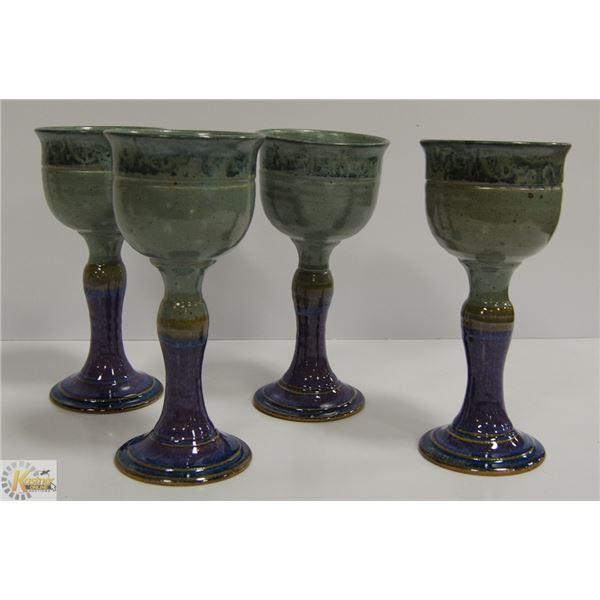 4 CERAMIC GOBLETS-MADE IN CANADA