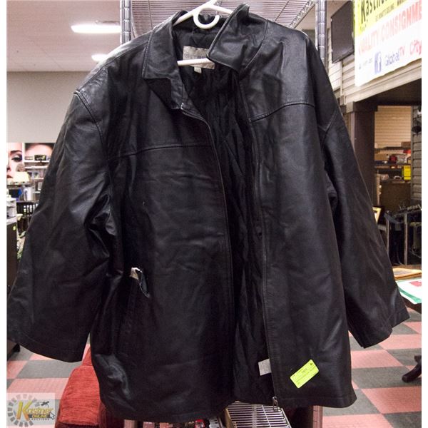 MEN'S LEATHER JACKET BLACK SIZE 4XL