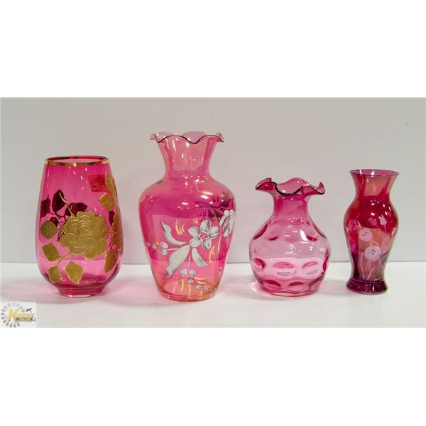 CRANBERRY GLASS VASES (OLD)