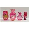 Image 1 : CRANBERRY GLASS VASES (OLD)