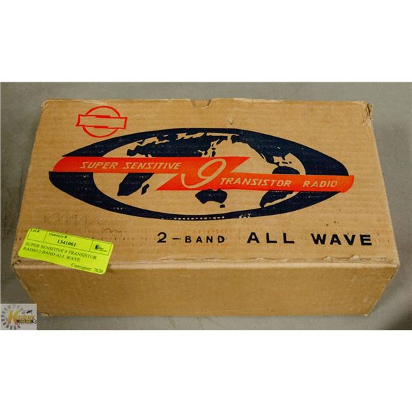 SUPER SENSITIVE 9 TRANSISTOR RADIO 2 BAND ALL WAVE