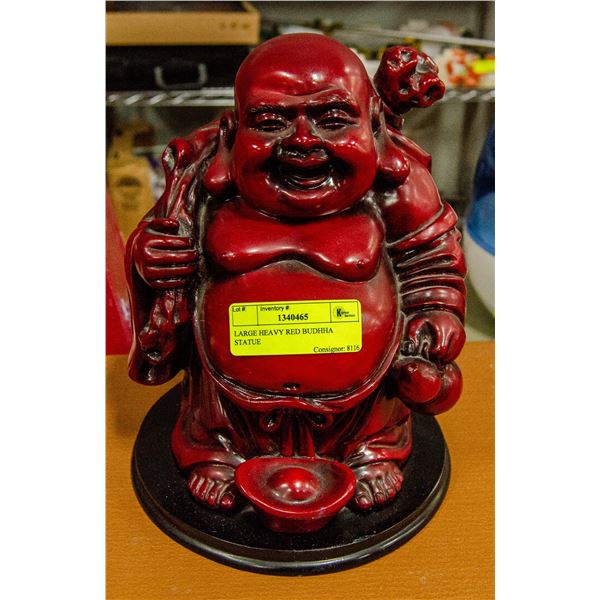 LARGE HEAVY RED BUDHHA STATUE