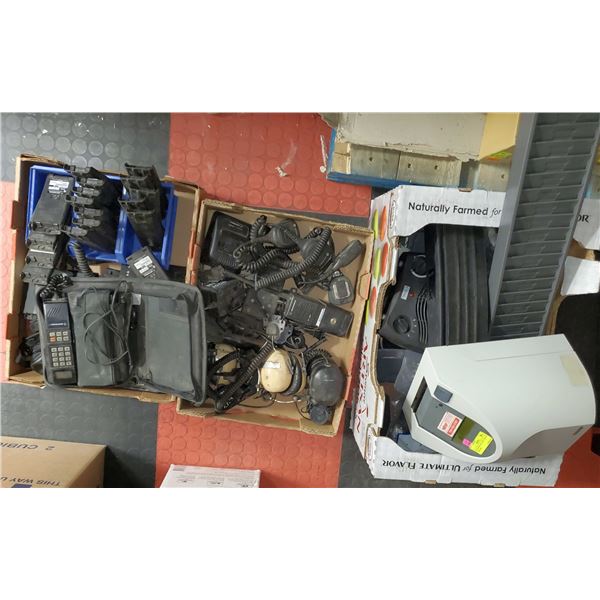 3 BOX OF ASSORTED ITEMS INCL. MOTOROLA RADIO'S