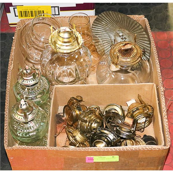 VINTAGE OIL LAMPS - PARTS AND PIECES