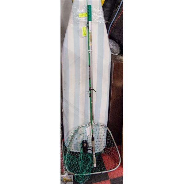 GRAPHITE MITCHEL FISHING ROD & REEL & LANDING NET
