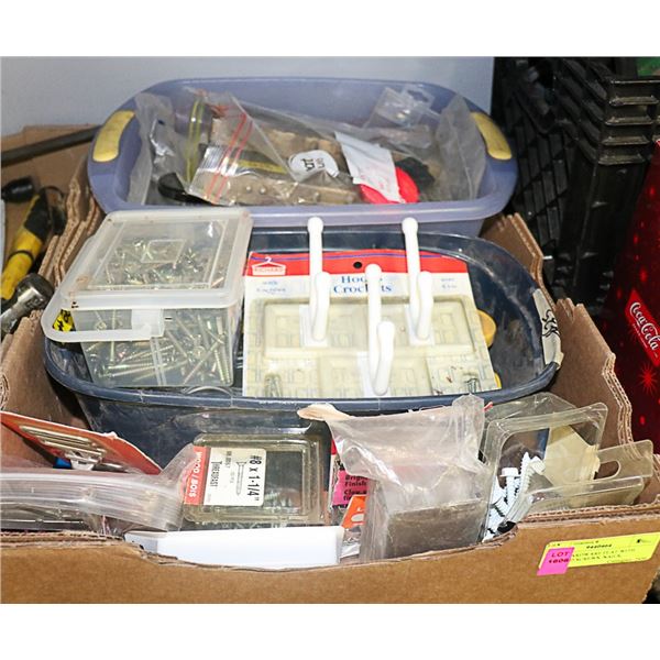 HARDWARE FLAT WITH ASSORTED SCREWS, NAILS,