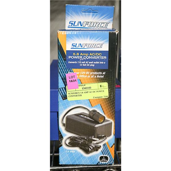 SUNFORCE 5.8 AMP AC:DC POWER CONVERTER