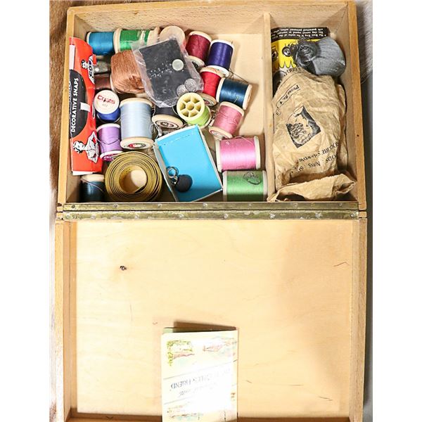 ANTIQUE DUTCH SEWING BOX W/ ACCESSORIES