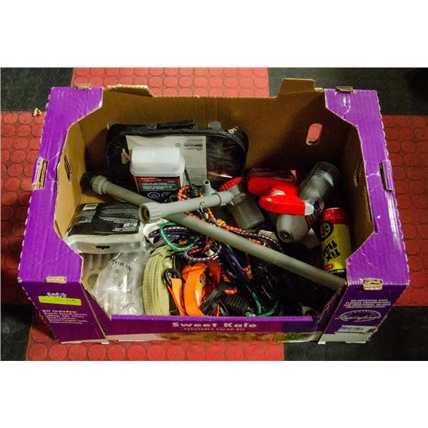 LARGE BOX OF AUTOMOTIVE AND SHOP SUPPLIES -
