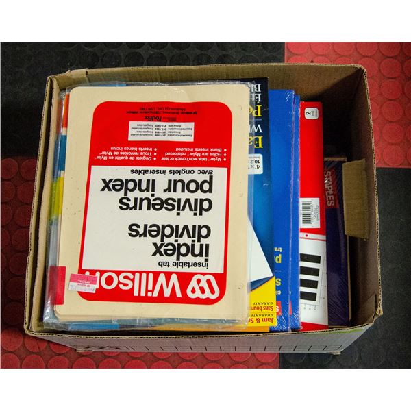 BOX LOT OF BRAND NEW OFFICE SUPPLIES