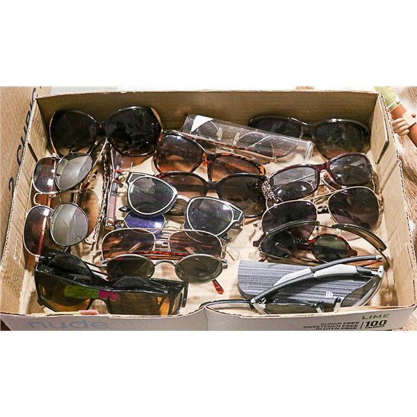 FLAT OF SUNGLASSES & READING GLASSES ALL TOGETHER