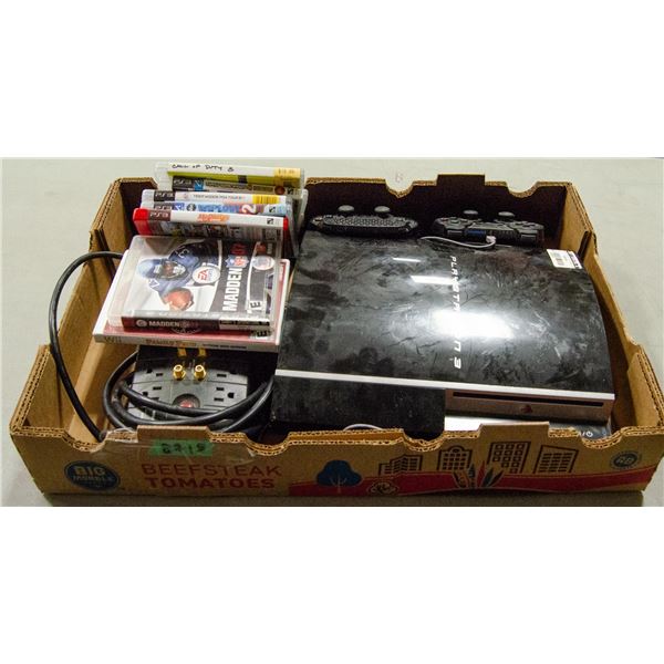 PLAYSTATION 3 WITH 2 CONTROLLERS AND 6 GAMES