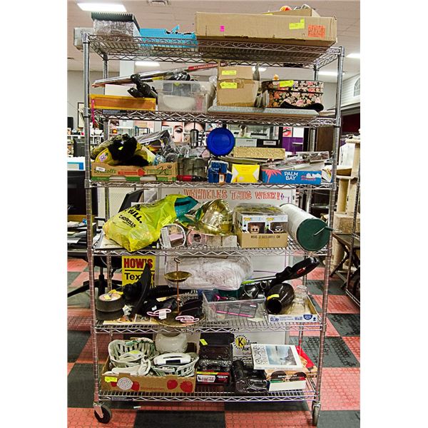 RACK FILLED WITH ASSORTED UNCLAIMED MERCHANDISE