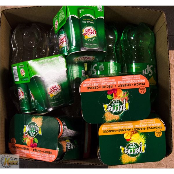 LOT OF PERRIER AND SPRITE SOFT DRINKS