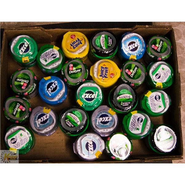 BOX LOT OF VARIOUS GUM CONTAINERS