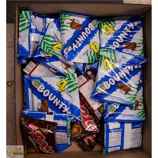 BOX LOT OF CHOCOLATE BAR 4 PACKS