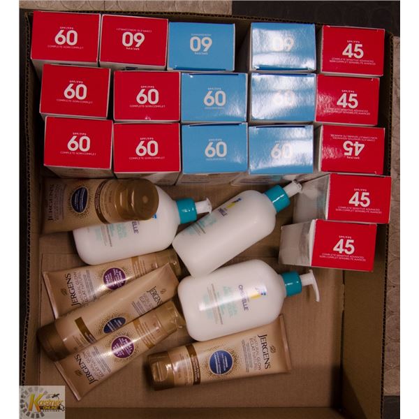 FLAT LOT OF SUNSCREEN AND SUNCARE PRODUCTS