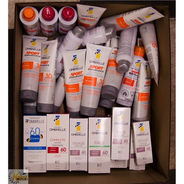 BOX LOT OF SUNSCREEN PRODUCTS