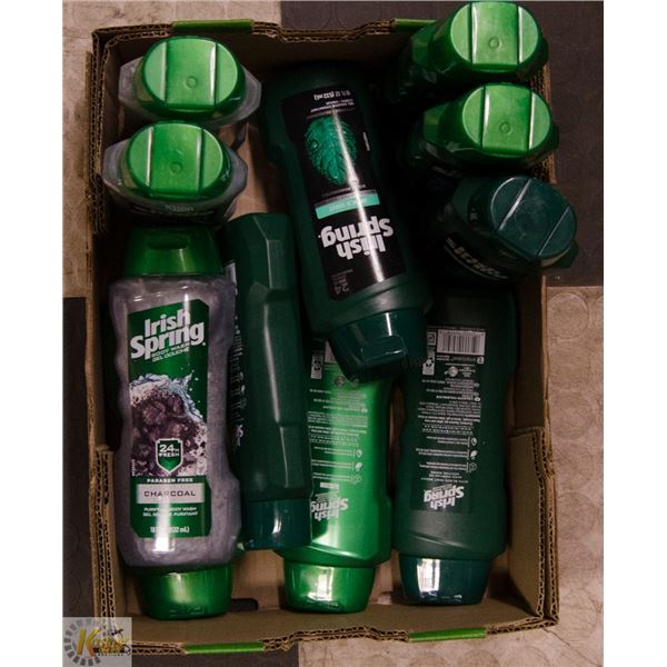 FLAT OF VARIOUS IRISH SPRING BODY WASH PRODUCTS